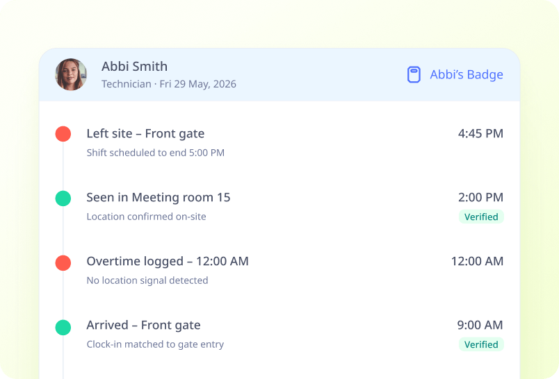 AutoClock — automated clock in/out via Sense Badges, Tags and Gateways
