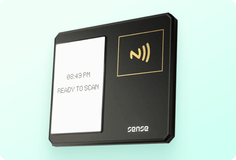 Sense Clock — wall-mounted card-tap time clock