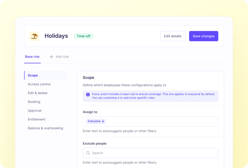 Custom Holiday Rules