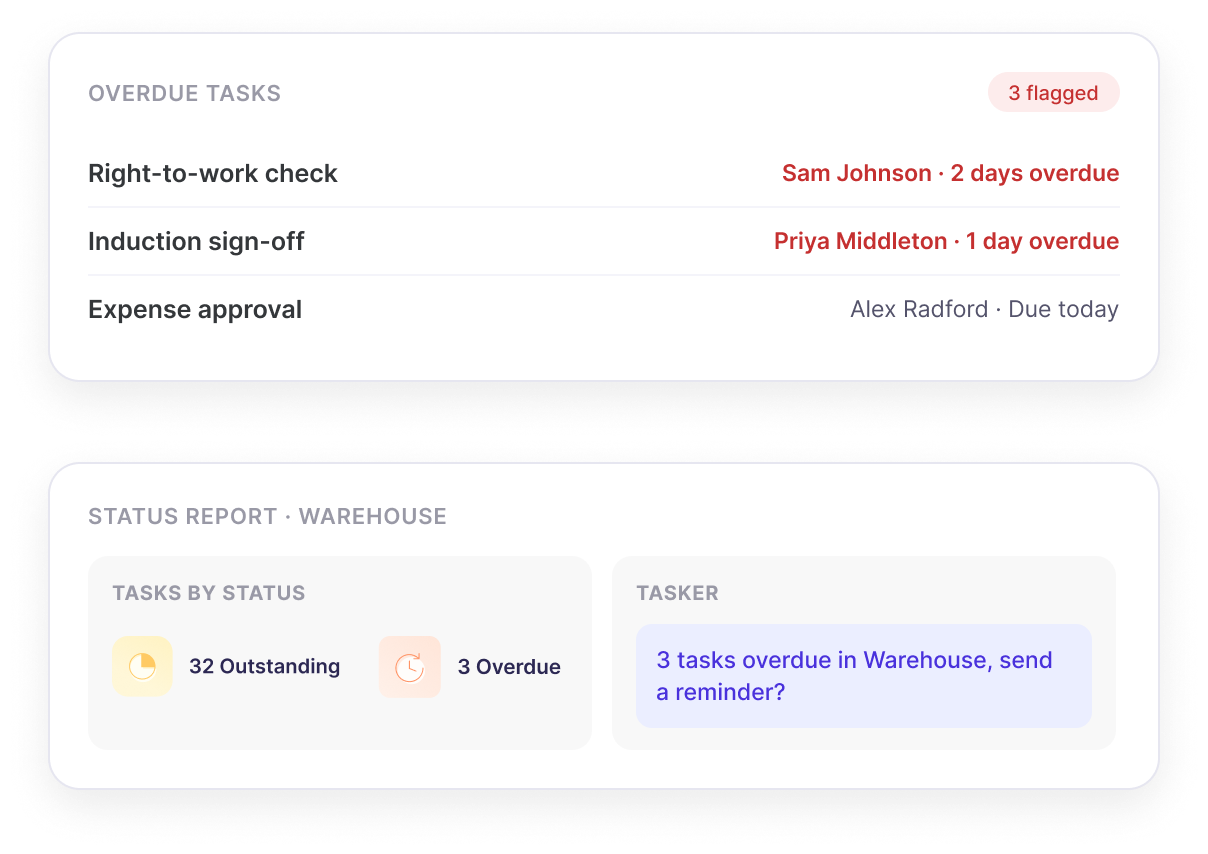Tasker sending automatic chasers and status reports